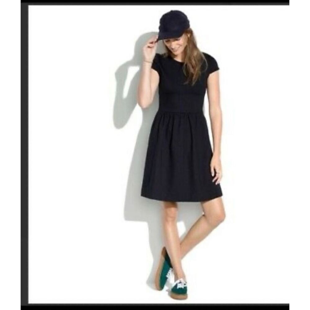 MADEWELL | black cap sleeve midi dress XS